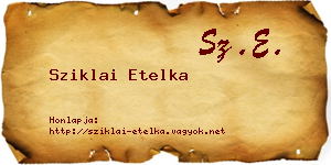 Sziklai Etelka névjegykártya
